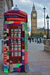 Knitted phonebox in London